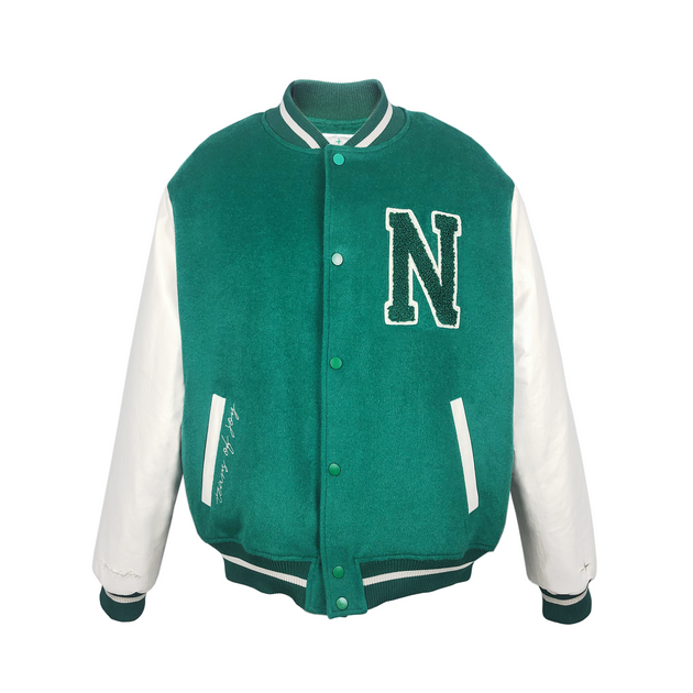 Rotten Mango Green Letterman Jacket - ShopperBoard