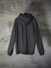 CONTRAST THE FLEECE FRONT PANEL WITH EXQUISITE EMBROIDERY HOODIE JACKET