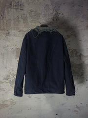 CANVAS CONTRAST KNIT LINING JACKET WITH TORN EDGE