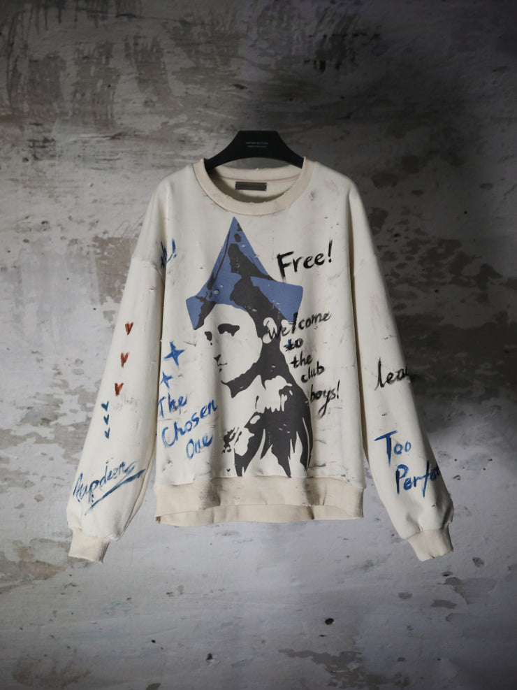 NAPOLEON HAND GRAFFITI DISTRESSED SWEATSHIRT