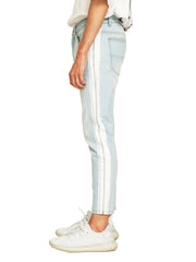 Light Indigo Cropped Jeans/White Stripe
