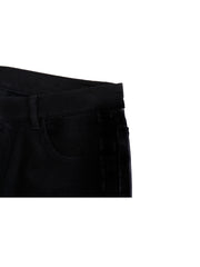 Long Slim Black Jeans/Dull Polished Black