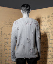 THE PATRIARCH bullet holes distressed sweater