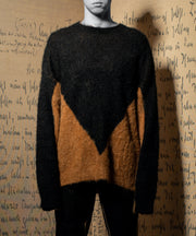 M contrast color mohair sweater