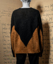 M contrast color mohair sweater