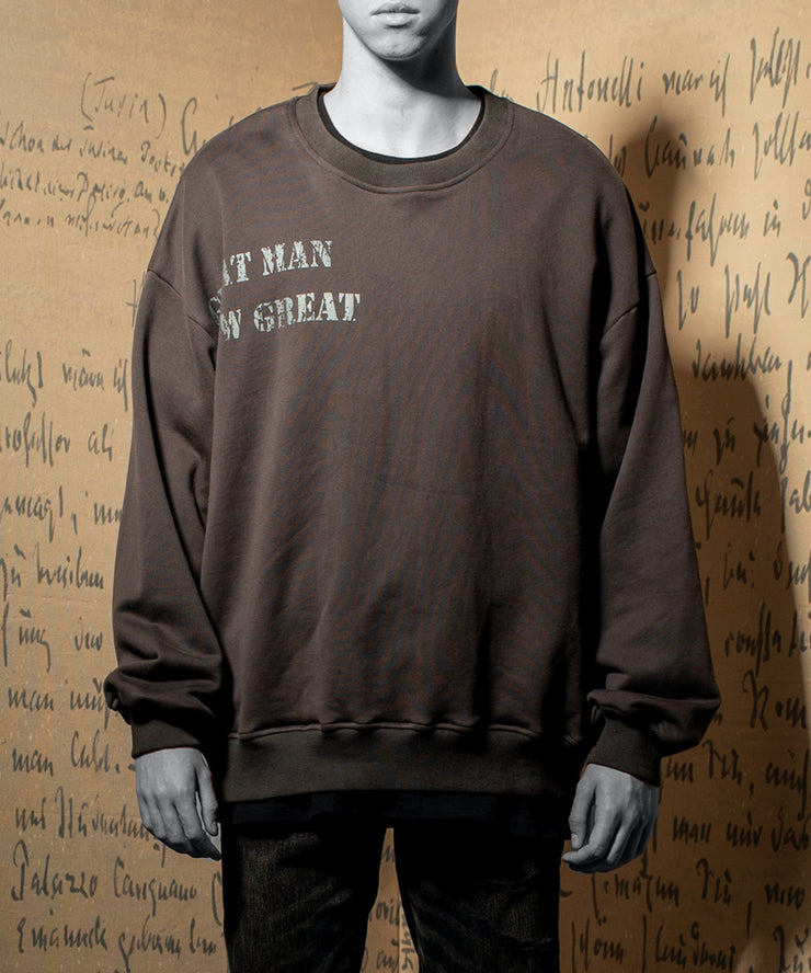 ‘GREAT MAN GROW GREAT’ Patched Sweatshirt